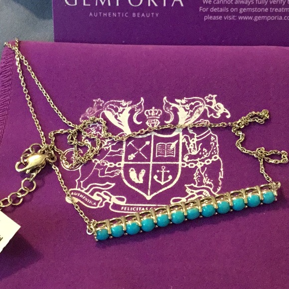 NWT Gemporia Natural Cabochon Natural Robbins Egg Turquoise Necklace - Picture 1 of 15